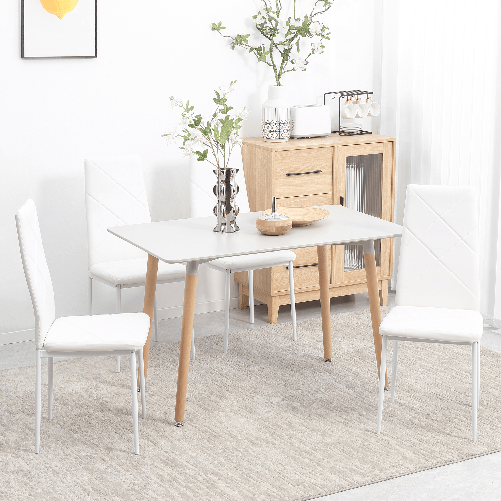 HOMCOM-Set-di-4-Sedie-da-Pranzo-con-Schienale-Alto-in-Finta-Pelle-e-Acciaio-41x50x97cm-Bianco