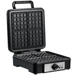 HOMCOM Macchina per Waffle con Piastre Antiaderenti e Temperatura Regolabile, 1200W, Nero