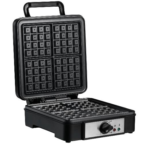 HOMCOM-Macchina-per-Waffle-con-Piastre-Antiaderenti-e-Temperatura-Regolabile-1200W-Nero