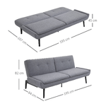 HOMCOM-Divano-Letto-3-Posti-a-1-Piazza-con-Schienale-Reclinabile---Grigio