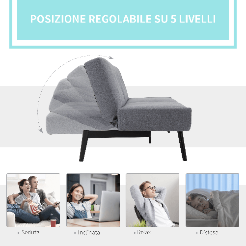 HOMCOM-Divano-Letto-3-Posti-a-1-Piazza-con-Schienale-Reclinabile---Grigio