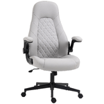 Vinsetto Sedia da Ufficio Ergonomica con Braccioli Ribaltabili e Altezza Regolabile, 67x70x112-122 cm, Grigio