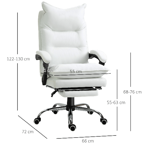 Vinsetto-Poltrona-da-Ufficio-in-Similpelle-Bianca-Altezza-Regolabile-con-Schienale-Reclinabile-155°-e-Poggiapiedi
