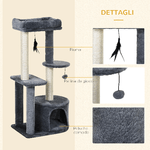 PawHut-Albero-Tiragraffi-per-Gatti-Adulti-su-piu-Livelli-Castello-per-Gatti-con-Cuccia-Posatoio-e-2-Ripiani-Bianco-e-Grigio-48x35x100cm