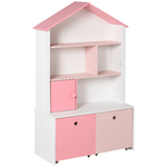 HOMCOM Libreria Scaffale Portagiochi Rosa per Cameretta Bimbi e Ragazzi con 2 Cassetti Estraibili, 80 x 34 x 130 cm