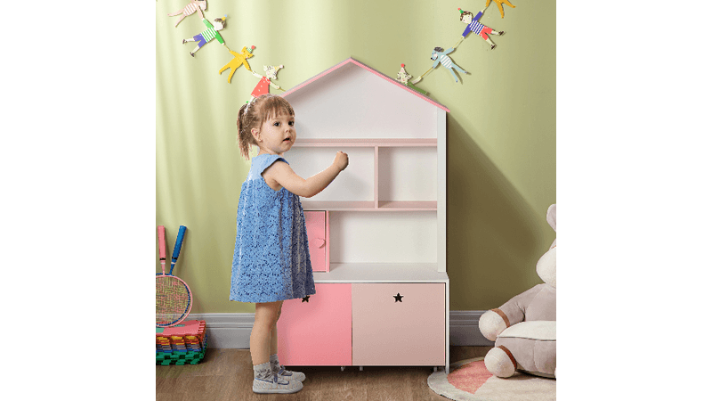 EASYCOMFORT Scaffale Portagiochi per Bambini con Ripiani e Cassetti  Rimovibili, Rosa