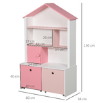 HOMCOM-Libreria-Scaffale-Portagiochi-Rosa-per-Cameretta-Bimbi-e-Ragazzi-con-2-Cassetti-Estraibili-80-x-34-x-130-cm