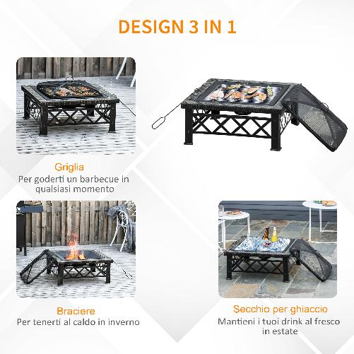 Outsunny-Braciere-da-Giardino-con-Coperchio-Parascintille-e-Griglia-per-Barbecue-in-Metallo-76x76x47cm-Nero