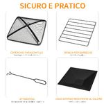 Outsunny-Braciere-da-Giardino-con-Coperchio-Parascintille-e-Griglia-per-Barbecue-in-Metallo-76x76x47cm-Nero