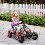 HOMCOM-Go-Kart-a-Pedali-per-Bambini-da-5-12-Anni-con-Sedile-Regolabile-e-Ruote-in-Gonfiabili-Rosso