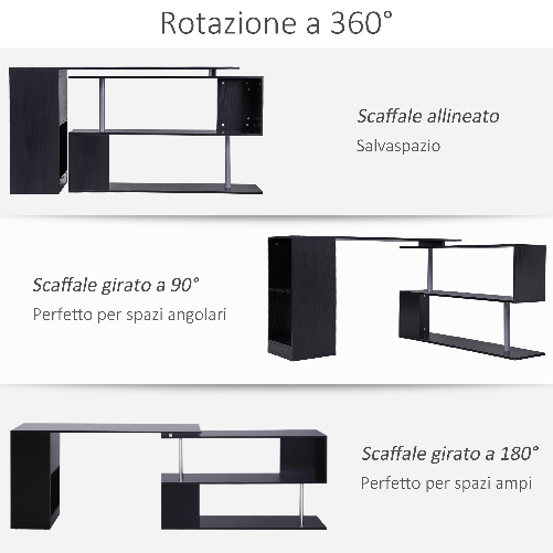 HOMCOM-Scrivania-Angolare-per-Computer-con-Scaffali-Girevole-a-360°Forma-L-in-Legno