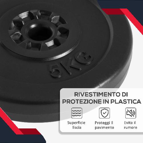 HOMCOM-Set-di-4-Dischi-Pesi-per-Bilanciere-e-Manubri-Peso-Totale-30kg-2x5kg-e-2x10kg-Nero