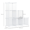 HOMCOM-Mobile-Scarpiera-Modulare-Salvaspazio-6-Cubi-in-Plastica-PP-65x32x162-cm-Trasparente