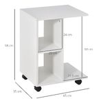 HOMCOM-Tavolino-da-Salotto-a-C-con-2-Ripiani-Aperti-e-4-Ruote-Girevoli-in-Truciolato-45x35x58cm-Bianco