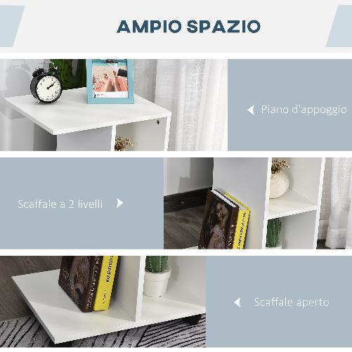 HOMCOM-Tavolino-da-Salotto-a-C-con-2-Ripiani-Aperti-e-4-Ruote-Girevoli-in-Truciolato-45x35x58cm-Bianco