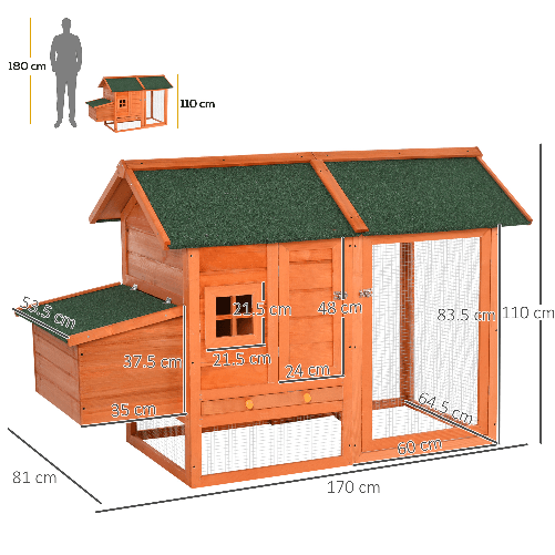 PawHut-Pollaio-in-Legno-Prefabbricato-con-Nido-per-la-Cova-e-Casetta-con-Vassoio-Estraibile