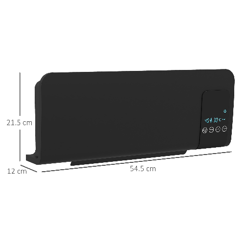 HOMCOM-Termoventilatore-da-Parete-Oscillante-con-Telecomando-Timer-12h-e-2-Modalita-Nero