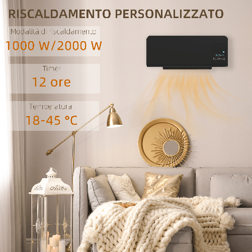 HOMCOM-Termoventilatore-da-Parete-Oscillante-con-Telecomando-Timer-12h-e-2-Modalita-Nero