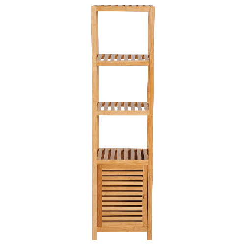 HOMCOM-Mobile-a-Colonna-per-Bagno-in-Bambu-con-4-Ripiani-e-un-Armadietto-36x33x140cm