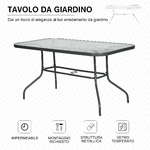 Outsunny-Tavolo-da-Giardino-con-Foro-per-Ombrellone-Arredamento-da-Esterno-in-Metallo-e-Vetro-140x80x70cm-Grigio