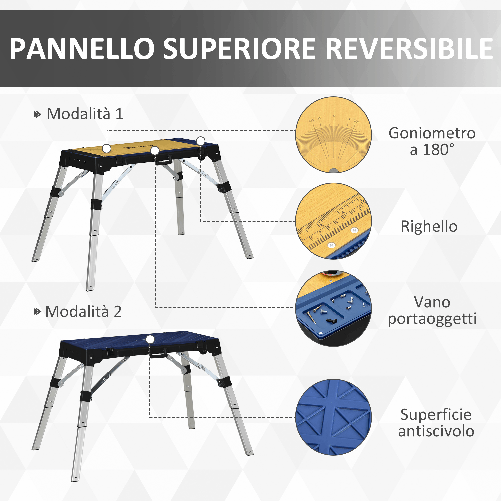 DURHAND-Piattaforma-da-Lavoro-4-in-1-Pieghevole-Banco-da-Lavoro-Impalcatura-Lettino-Sottomacchina-e-Carrello