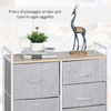 HOMCOM-Cassettiera-in-Metallo-Bianco-e-Legno-con-5-Cassetti-Pieghevoli-e-Rimovibili-in-Tessuto-Grigio-83Lx-29P-x-77Acm