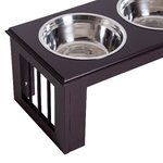 Pawhut-Ciotola-Rialzata-per-Cani-in-Acciaio-Inossidabile-Base-in-Legno-MDF-con-2-Piatti