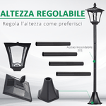 Outsunny-Lampione-LED-da-Esterno-ad-Energia-Solare-Lampada-da-Giardino-Lampada-da-Terra-Impermeabile-IP44-18×18×160cm-Nero