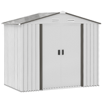 Outsunny Casetta Porta Utensili in Acciaio, Capanno da Giardino con Porte Scorrevoli, 213x130x185 cm, Bianco