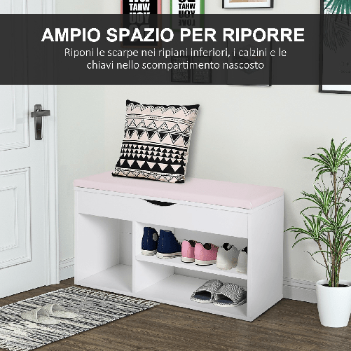 HOMCOM-Scarpiera-Panca-con-Sedile-Imbottito-Ribaltabile-da-Ingresso-Legno-80x30x47cm-Bianco