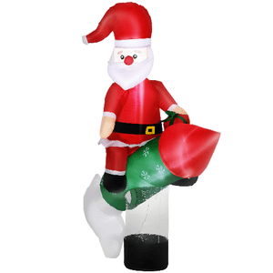 Outsunny Babbo Natale Gonfiabile con Missile, Luci LED e Gonfiatore Incluso, 154x76x183cm