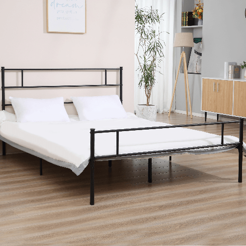 HOMCOM-Struttura-Letto-Una-Piazza-e-Mezza-in-Acciaio-140x200cm-con-Doghe-Testiera-e-Pediera