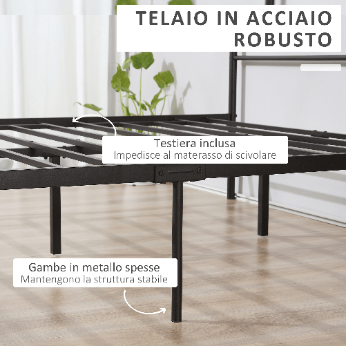 HOMCOM-Struttura-Letto-Una-Piazza-e-Mezza-in-Acciaio-140x200cm-con-Doghe-Testiera-e-Pediera