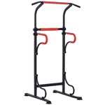 HOMCOM Barra per Trazioni Power Tower Stazione Fitness Multifunzione con Altezza Regolabile 171-219cm Nero Rosso