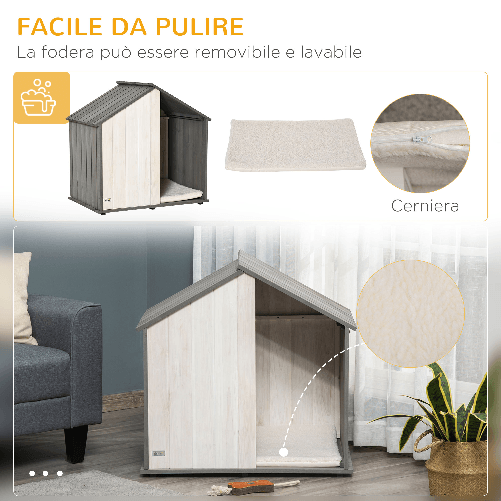 PawHut-Cuccia-per-Cani-a-Casetta-in-Legno-per-Animali-Fino-a-15kg-Grigio-e-Bianco