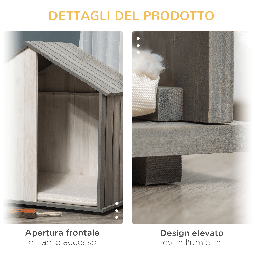 PawHut-Cuccia-per-Cani-a-Casetta-in-Legno-per-Animali-Fino-a-15kg-Grigio-e-Bianco