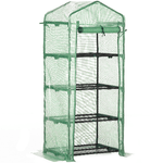 Outsunny Serra per Piante Verticale con Scaffale a 4 Ripiani in Acciaio e PE Verde Scuro, 70x50x160cm