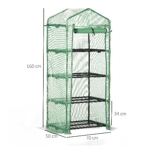 Outsunny-Serra-per-Piante-Verticale-con-Scaffale-a-4-Ripiani-in-Acciaio-e-PE-Verde-Scuro-70x50x160cm