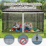 Outsunny-Zanzariera-per-Gazebo-3x4m-con-Cerniere-e-Anelli-Pannelli-da-352x207cm---Nero-Beige
