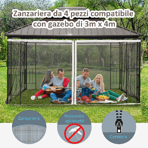 Outsunny-Zanzariera-per-Gazebo-3x4m-con-Cerniere-e-Anelli-Pannelli-da-352x207cm---Nero-Beige