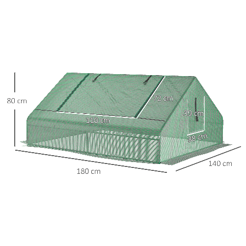 Outsunny-Serra-da-Giardino-in-Acciaio-con-Rivestimento-in-PE-Porte-Avvolgibili-e-Finestre-180x140x80cm-Verde