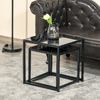 HOMCOM-Set-2-Tavolini-da-Salotto-Moderni-in-Acciaio-e-Vetro-Temperato---Nero