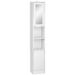 kleankin Colonna Bagno Salvaspazio in Legno con Specchio e Apertura a Pressione, 30x28x170cm, Bianco