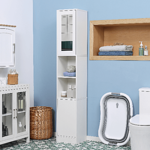 kleankin-Colonna-Bagno-Salvaspazio-in-Legno-con-Specchio-e-Apertura-a-Pressione-30x28x170cm-Bianco