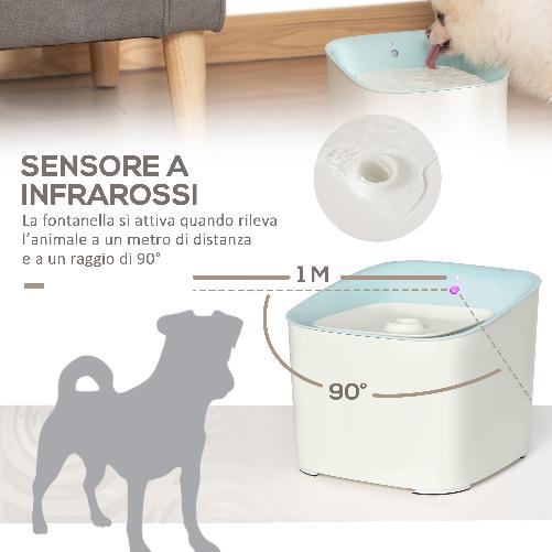 PawHut-Fontanella-per-Gatti-e-Cani-da-3L-Dispenser-Acqua-Automatico-con-Filtro-a-Carboni---Bianco