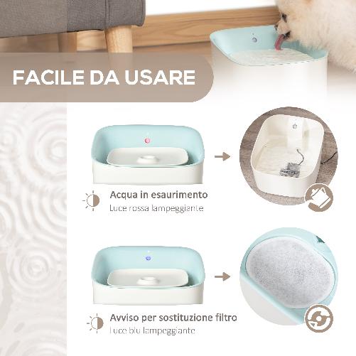 PawHut-Fontanella-per-Gatti-e-Cani-da-3L-Dispenser-Acqua-Automatico-con-Filtro-a-Carboni---Bianco