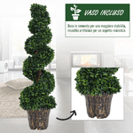 Outsunny-Pianta-Artificiale-Bosso-a-Spirale--Ф32cm-x-120cm--Verde-Decorativo-per-Interni-ed-Esterni-con-Vaso-Incluso