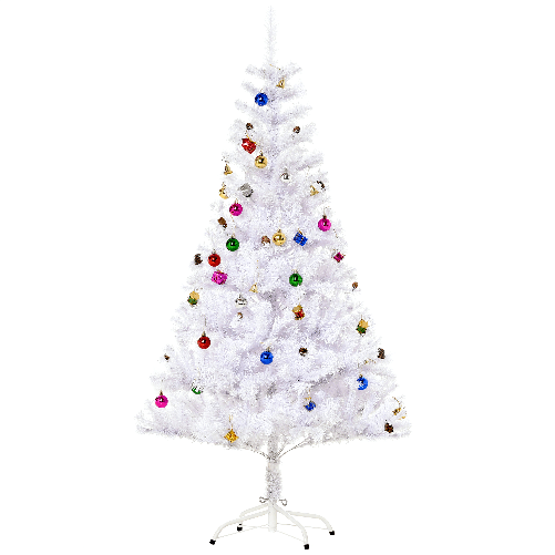 HOMCOM-Albero-di-Natale-150-cm-con-680-Rami-Addobbato-Bianco