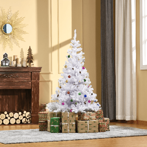 HOMCOM-Albero-di-Natale-150-cm-con-680-Rami-Addobbato-Bianco