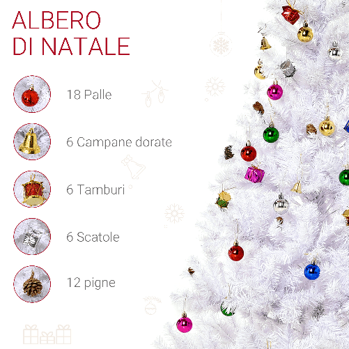 HOMCOM-Albero-di-Natale-150-cm-con-680-Rami-Addobbato-Bianco